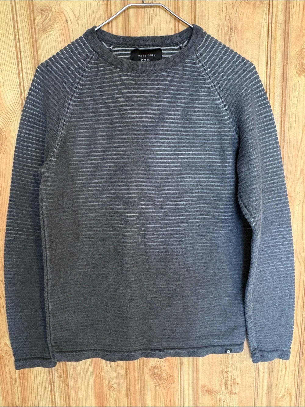 Jack & Jones Dark Gray Textured Ribbed Crewneck Sweater size M